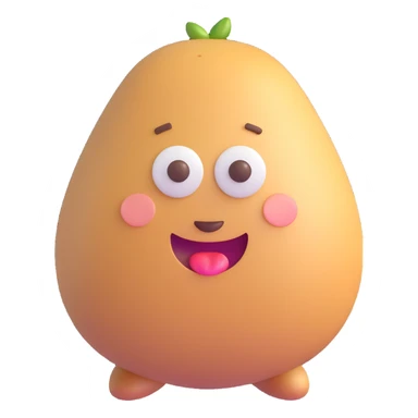 3D emoji style potato, round and cute, expressive face, smooth skin sticker