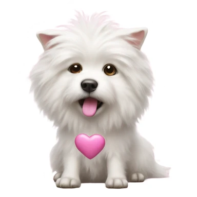 fluffy white dog blowing a pink kiss sticker