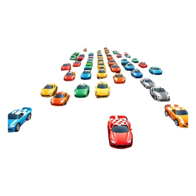 grandstands filled with cheering crowds, checkered flags waving, and traffic lights signaling the start, with a thrilling atmosphere of anticipation and speed. Sporty cars and motorcycles lined up at the starting line, ready to race, with a vibrant racetrack in the background. sticker