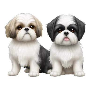 Shitz Tzu Beautiful two big faces black and white Puppies sticker