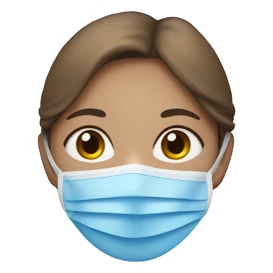 mousy brown hair girl blue eyes with a blie face mask of sticker