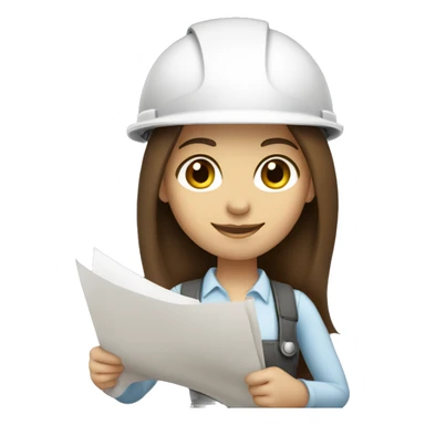 young woman profession architect ,with brown hair and brown eyes, holding blueprints  sticker