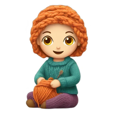 Knitting girl sticker