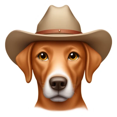 Fox red Labrador wearing cowboy hat sticker