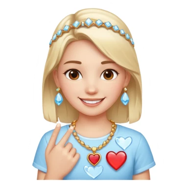 smiling girl with jewelry wearing shirt that says I heart Ice sticker