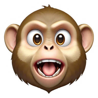 Cinematic Comical Macaque Portrait Emoji, Head tilted dramatically with an exaggeratedly shocked expression, featuring a dynamic, animated face with wide, comically expressive eyes full of humorous disbelief, Simplified yet hilariously expressive features, highly detailed, glowing with a slightly sassy glow, high shine, dramatic yet playful, stylized with an air of quirky primate attitude, soft glowing outline, capturing the essence of a meme-worthy macaque that looks ready to side-eye its way into viral fame! sticker