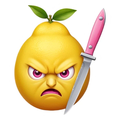 pink angry lemon with a knife sticker