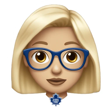 Diamond-heart with the Toronto Maple Leafs logo in the center of the heart. Mae it a girl. With blonde har and bangs and glasses. sticker