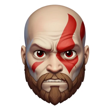 Visage de Kratos du jeu PlayStation a la perfection, c'est a dire que la marque rouge doit partir jusqu'à l'arrière du crâne  sticker