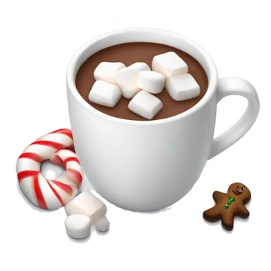 Christmas White mug of hot chocolate with marshmallows  sticker