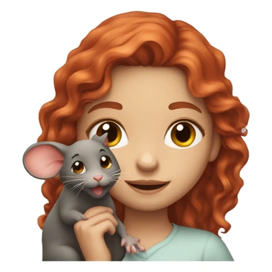 cute girl with long wavy red hair holding a rat sticker
