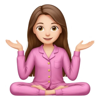 happy white long brunette hair girl with hazel eyes and in pink pajamas sticker