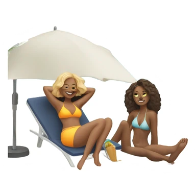 Two white women sunbathing by pool sticker