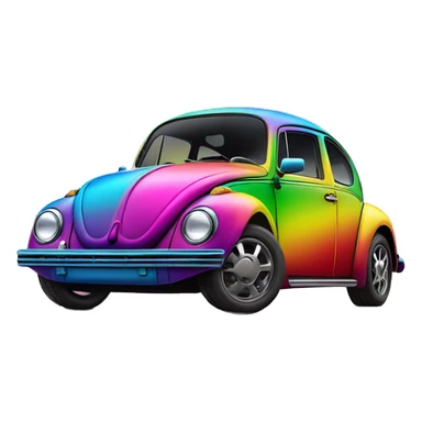 neon rainbow hippie vw beetle sticker