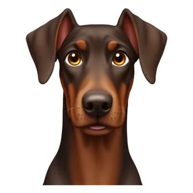 Brown Doberman without cropped ears looking forward and happy  sticker
