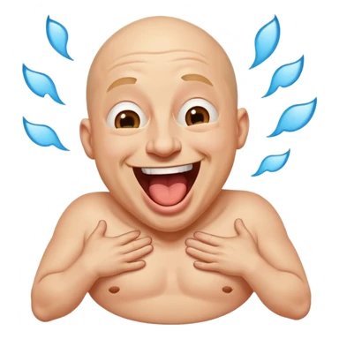 hilarious exaggerated laughing emoji face, bald man style or classic yellow emoji, mouth huge open laughing hysterically, tears flying everywhere, tongue out, holding belly or pointing, funny Greek meme energy, transparent background, cartoon vector, clean lines, 128x128, perfect for YouTube emoji" sticker