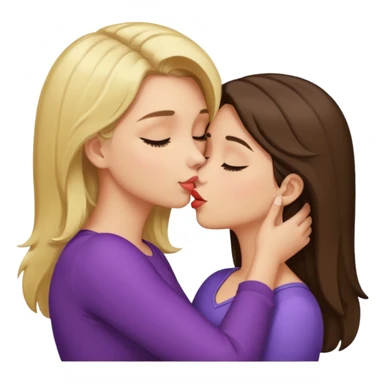 blond girl kissing brunette girls neck sticker
