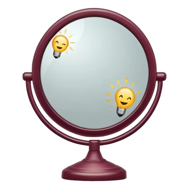 Minimalist emoji-style sticker of a vanity mirror with dim bulbs and cracked glass, words “Am I real yet?” smeared in dusty lipstick tone


 sticker