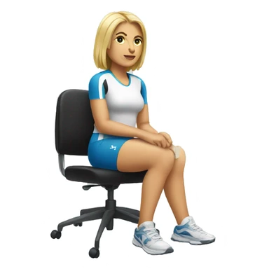 white woman in sport sitting down on a chair  sticker