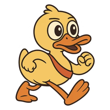 cartoon duck with big eyes for a duck race in flat toon style sticker
