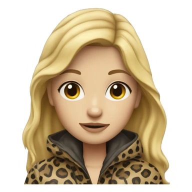 Blonde hair girl stands in the rain at full height wearing a leopard color raincoat sticker
