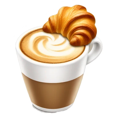 Cup of cappuccino with croissant sticker