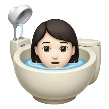 A toilet with a human head coming out of the bowl sticker