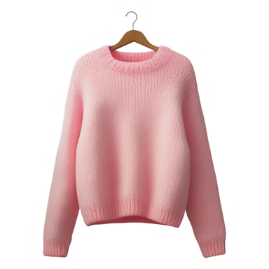Pink and White cropped oversize wool sweater, isolated sticker