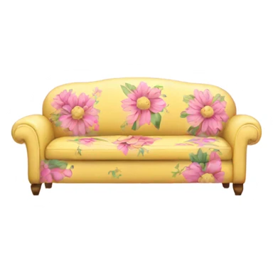 yellow and pink floral couch sticker