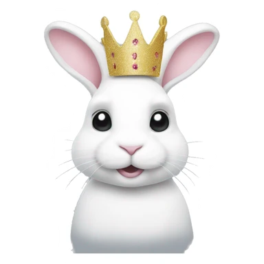 White rabbit with a glitter crown  sticker