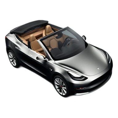 Hyper realistic, open top, black, Tesla Model 3, black upholstery, Performance, left side view sticker