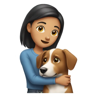 A girl petting a dog sticker
