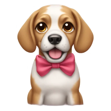 Dog wearing a bow sticker