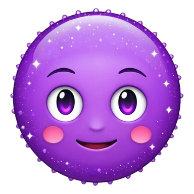 Create an image of an emoji of a 2d flat purple sparkles. sticker