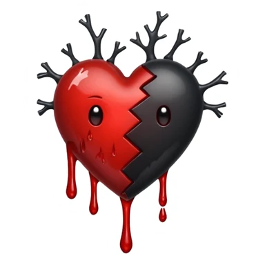 BLACK BROKEN HEART, LITTLE DARK RED BLOOD, DRIPS FROM THE BROKEN CRACK. sticker