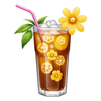iced aesthetic drink with flower decor sticker