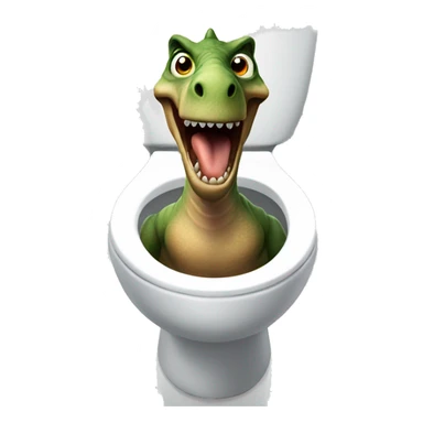 Dinosaur on toliet making weird face sticker