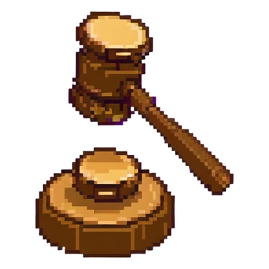 Moderator gavel with purple background, admin symbol sticker