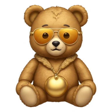 gold metal glow sunglasses tedy bear sticker
