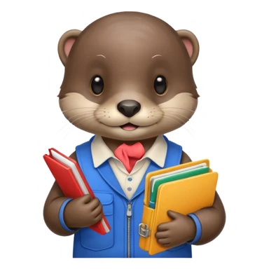 Cute otter holding one school folder sticker
