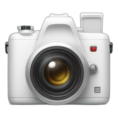  a white camera with a white hand pointing forward sticker