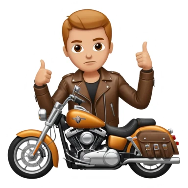 Biker on Harley motorcycle with his thumbs down sticker