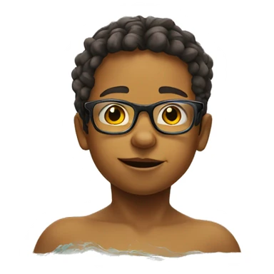 a small child swims in the pool in glasses sticker