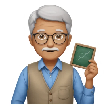 Male Teacher – older man, vest over shirt, glasses, chalk in one hand. sticker