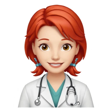 doctor with red hairclips on hair sticker