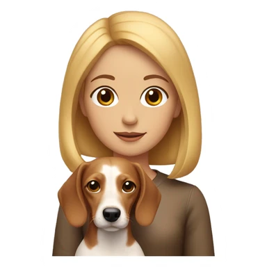 a girl with fair skin and a light-brown bob holds a dachshund sticker