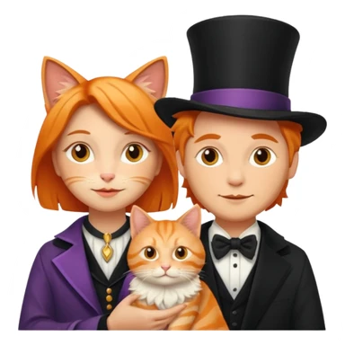  Icon magician couple and their pet cat sticker