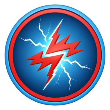 Red and blue lightening in a circle shape with effects sticker