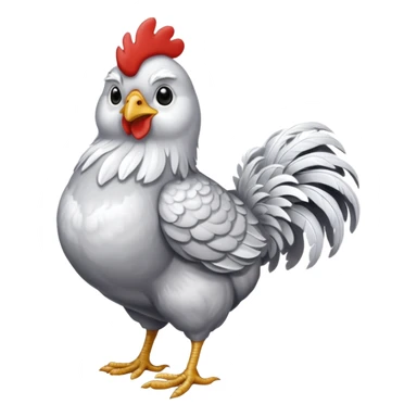 full body silver and white chicken sticker