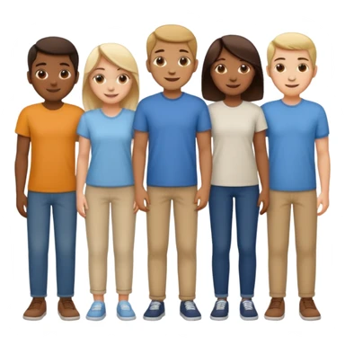 A line of 5 people standing, fourth variation sticker